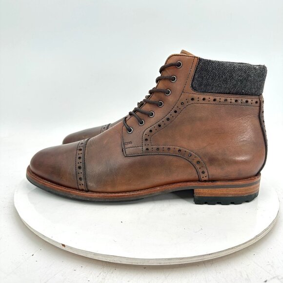 Warfield&Grand Other - Warfield & Grand Presidio Men Size 8.5 Brown Leather Cap Toe Brogue Ankle Boot